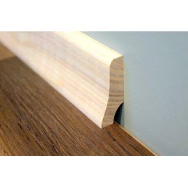 Solid Ash skirting board, 20 x 52 mm, curved profile, Rustic grade, unfinished