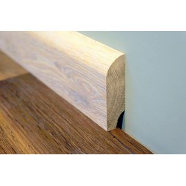 Solidwood skirting, Oak, 20x50 mm, profile with radius, Prime - Nature grade, brushed and white oiled