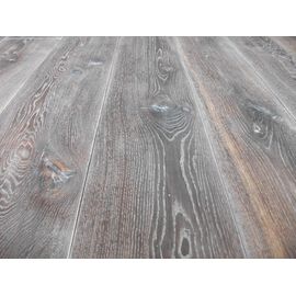 Solid Smoked Oak flooring, 20 mm thickness, Rustic grade, filled, pre-sanded and white oiled