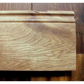 Solid Oak skirting, historical profile of Hamburg, 20x70 mm, Nature-Rustic grade, lacquered