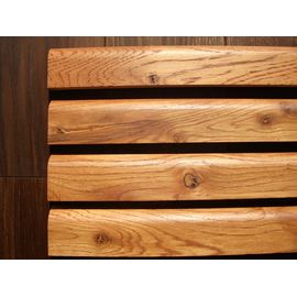 Solid Oak skirtings, profile with radius, Rustic grade, 20 mm thickness, oiled in color Cherry