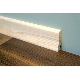 Solid Ash skirting board, 20 x 52 mm, curved profile, Prime-Nature grade, unfinished