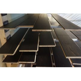 Solid Oak flooring, Parquet, 15x160 x 600-2800 mm, Rustic grade, black oiled