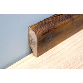 Solidwood skirting, Smoked Oak, profil with radius, thickness 20 mm, Rustic grade, natural oiled
