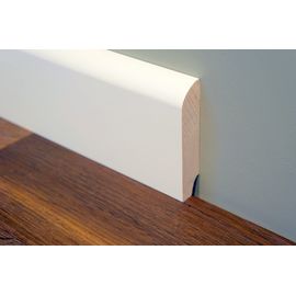 Solid wood skirting, Ash, profile with radius, thickness 20 mm, Prime-Nature grade, white lacquered