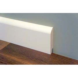 Solid wood skirting, Ash, profile with radius, thickness 20 mm, Prime-Nature grade, white lacquered