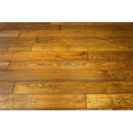 Solid Oak flooring, 15x130 x 600-2800 mm, Rustic grade, brushed and oiled in color Dark Walnut