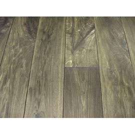 Smoked solid Oak flooring, 20x120 mm, Rustic grade, filled, pre-sanded and oiled