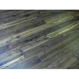 Smoked solid Oak flooring, 20x120 mm, Rustic grade, filled, pre-sanded and oiled