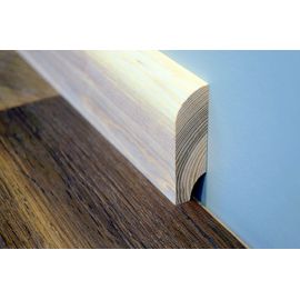 Solid wood skirting, Ash, 20x70 mm, profile with radius, Prime-Nature grade, unfinished