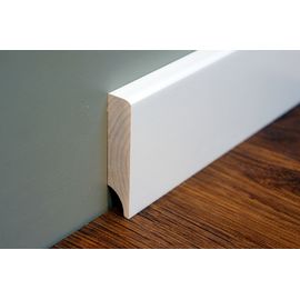 Solidwood skirtings, 15x70 x 2400 mm, with small radius, white painted