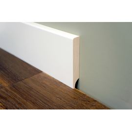 Solidwood skirtings, 15x90 x 2400 mm, profil with radius, white painted