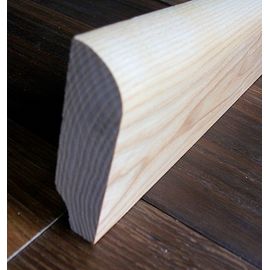 Solidwood skirting board, Ash, 20x70 mm, profile with radius, Prime-Nature grade, lacquered