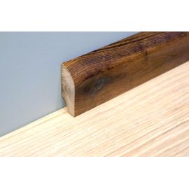 Solid wood skirting, Oak, 20x50 mm, profile with radius, Rustic grade, smoked, sandblasted, natural oiled