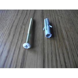 Skirting screw set, brass screws Liko 4,0x50 mm white covered head RAL9010 25 pcs + nylon plugs 6mm 25 pcs
