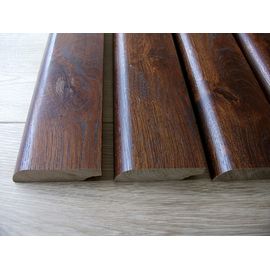Solid Oak skirting, 20x50 mm, profile with radius, Rustic grade, oiled in color DARK WALNUT