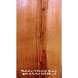 Massivholzdiele, Birke Nordisch, 20x120 mm, Sortierung Rustikal, geölt in Farbton Nußbaum