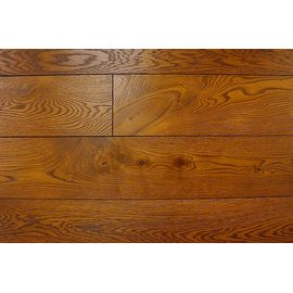 Solid Oak flooring, 15x160 x 600-2800 mm, Rustic grade, brushed and oiled in color Dark Walnut