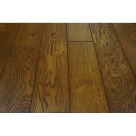 Solid Oak flooring, 15x160 x 600-2800 mm, Nature grade, brushed and oiled in color Dark Walnut